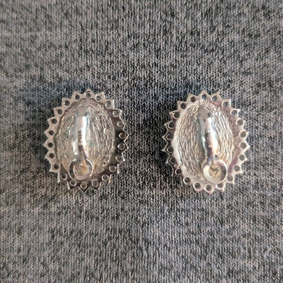 Vintage Butler Plug Earrings, Faux Abalone/Shell Inlay with Rhinestone, … - Picture 2 of 6